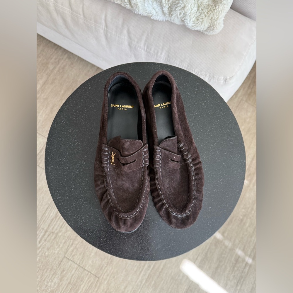 SAINT LAURENT LE LOAFER SUEDE PENNY LOAFERS - Picture 8 of 16